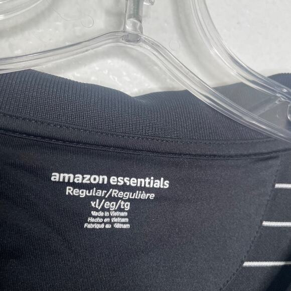 Amazon Essentials Mens Shirt Size XL Black Striped Pullover Polo Casual - Picture 3 of 10